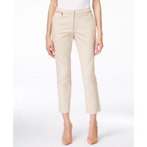 Calvin Klein Front Zipper Ankle Pants Latte